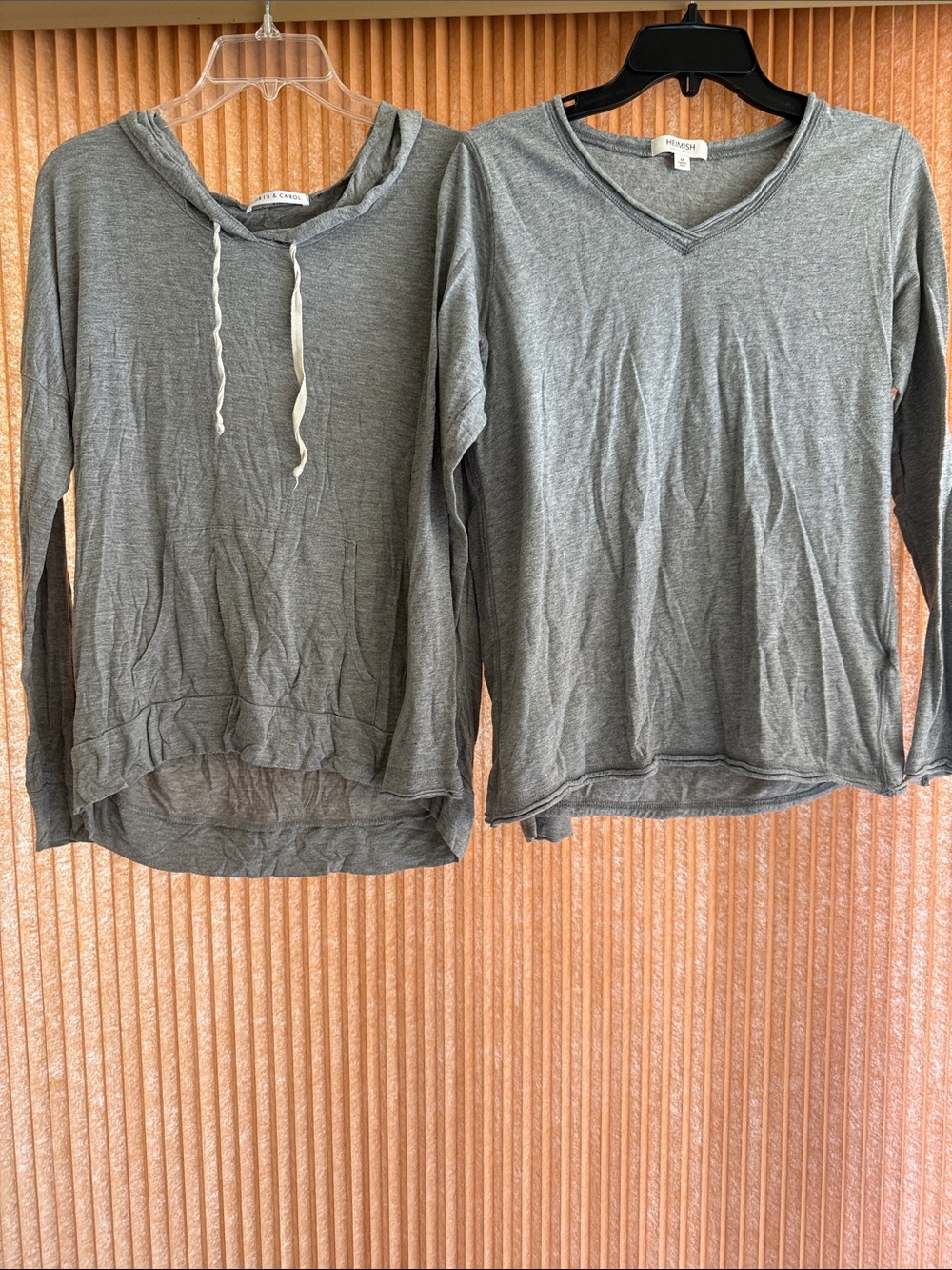 Heimish Gray Women's Long-Sleeve Top with Hood and Long Sleeve Tee Size M